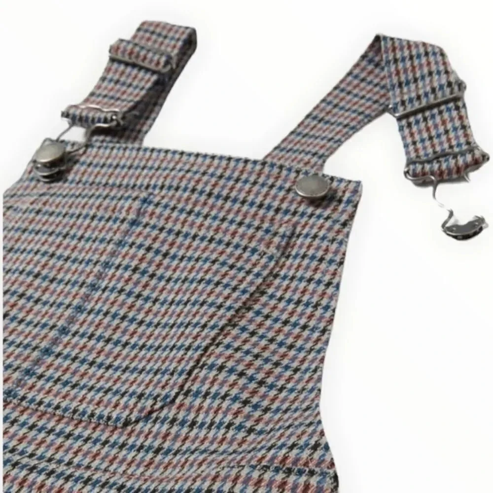 Zara Kids Gray Blue Plaid Overalls NWT Girls Size 6 7 12